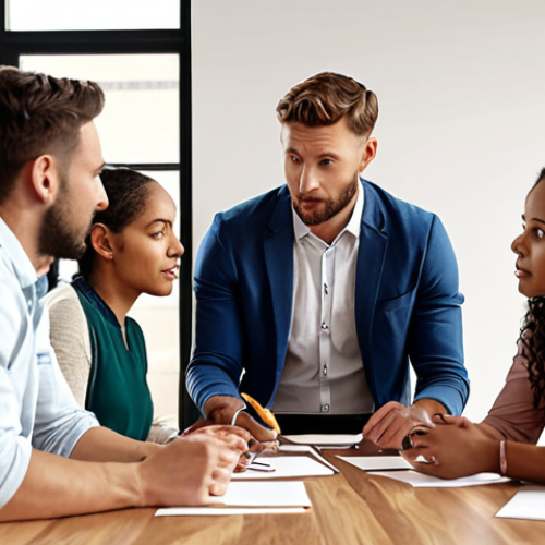 Home 11 ** A self-guided coaching workshop scene, highlighting a diverse group of people collaborating and learning, focused on discovering goals and setting priorities. Emphasize a sense of empowerment and new perspectives.
**